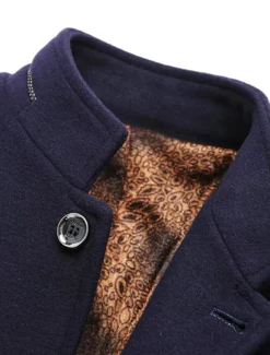 Men's Winter Coat Wool Coat Overcoat Blazer Short Coat Office Work Fall & Winter Wool Windproof Warm Outerwear Clothing Apparel Basic Chic & Modern Solid Colored Stand Collar