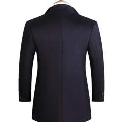 Men's Winter Coat Wool Coat Overcoat Blazer Office Business Winter Wool Windproof Warm Outerwear Clothing Apparel Office / Business Solid Color Pocket Stand Collar Single Breasted One-button
