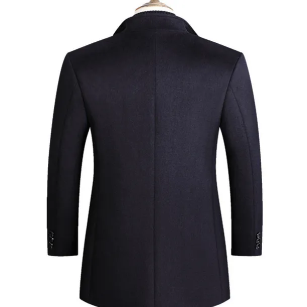 Men's Winter Coat Wool Coat Overcoat Blazer Office Business Winter Wool Windproof Warm Outerwear Clothing Apparel Office / Business Solid Color Pocket Stand Collar Single Breasted One-button