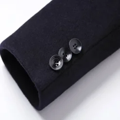 Men's Winter Coat Wool Coat Overcoat Blazer Office Business Winter Wool Windproof Warm Outerwear Clothing Apparel Office / Business Solid Color Pocket Stand Collar Single Breasted One-button