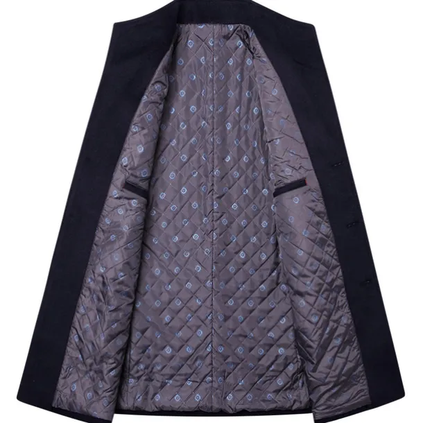 Men's Winter Coat Wool Coat Overcoat Blazer Office Business Winter Wool Windproof Warm Outerwear Clothing Apparel Office / Business Solid Color Pocket Stand Collar Single Breasted One-button