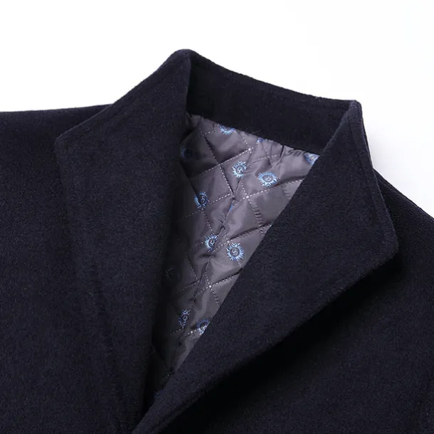 Men's Winter Coat Wool Coat Overcoat Blazer Office Business Winter Wool Windproof Warm Outerwear Clothing Apparel Office / Business Solid Color Pocket Stand Collar Single Breasted One-button
