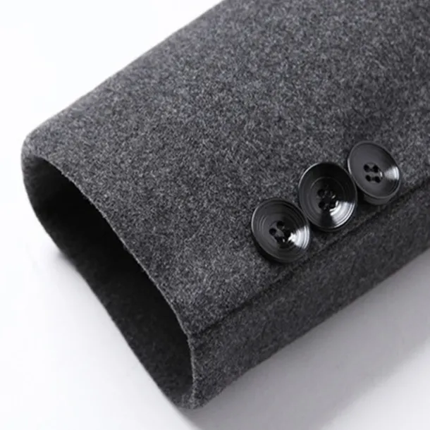 Men's Winter Coat Wool Coat Overcoat Blazer Office Business Winter Wool Windproof Warm Outerwear Clothing Apparel Office / Business Solid Color Pocket Stand Collar Single Breasted One-button