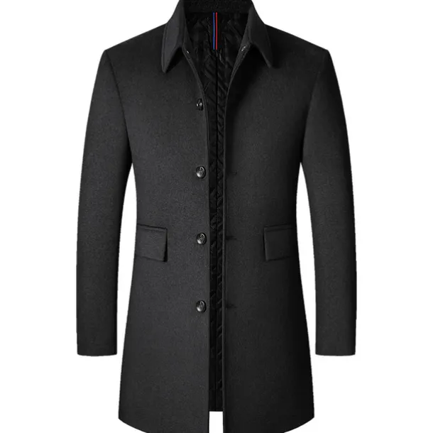 Men's Winter Coat Wool Coat Overcoat Vacation Business Winter Wool Thermal Warm Outdoor Outerwear Clothing Apparel Fashion Warm Ups Solid Colored Pocket Lapel Single Breasted