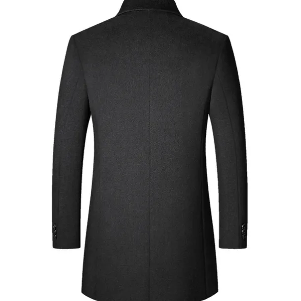 Men's Winter Coat Wool Coat Overcoat Vacation Business Winter Wool Thermal Warm Outdoor Outerwear Clothing Apparel Fashion Warm Ups Solid Colored Pocket Lapel Single Breasted