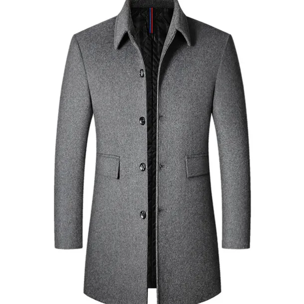 Men's Winter Coat Wool Coat Overcoat Vacation Business Winter Wool Thermal Warm Outdoor Outerwear Clothing Apparel Fashion Warm Ups Solid Colored Pocket Lapel Single Breasted