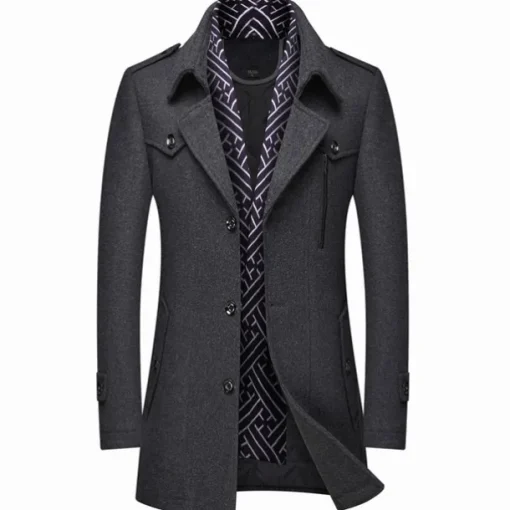 Men's Winter Coat Wool Coat Overcoat Business Casual Winter Wool Outerwear Clothing Apparel Notch lapel collar