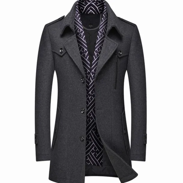 Men's Winter Coat Wool Coat Overcoat Business Casual Winter Wool Outerwear Clothing Apparel Notch lapel collar