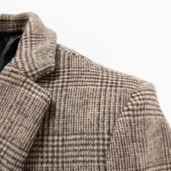 Men's Winter Coat Wool Coat Overcoat Office & Career Daily Wear Winter Polyester Thermal Warm Washable Outerwear Clothing Apparel Fashion Warm Ups Plain Pocket Lapel Single Breasted