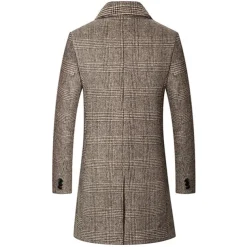 Men's Winter Coat Wool Coat Overcoat Office & Career Daily Wear Winter Polyester Thermal Warm Washable Outerwear Clothing Apparel Fashion Warm Ups Plain Pocket Lapel Single Breasted