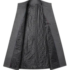 Men's Winter Coat Wool Coat Overcoat Business Daily Wear Fall Winter Wool Thermal Warm Outdoor Outerwear Clothing Apparel Fashion Warm Ups Solid Colored Pocket Standing Collar Single Breasted