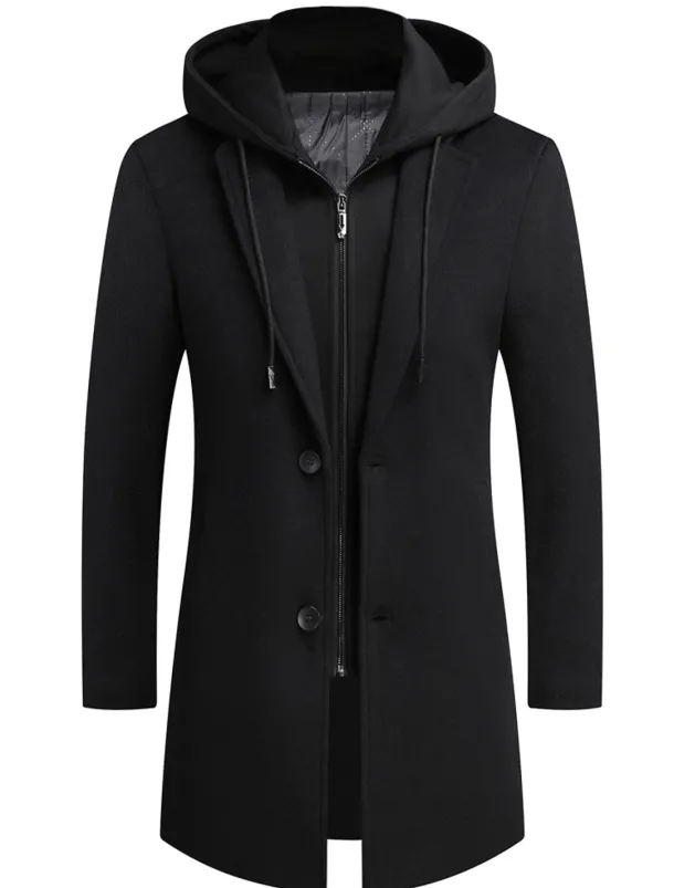 Men's Winter Coat Wool Coat Overcoat Trench Coat Outdoor Street Spring Fall Winter Polyester Thermal Warm Warm Outerwear Clothing Apparel Business Casual Plain Pocket Notch lapel collar Single