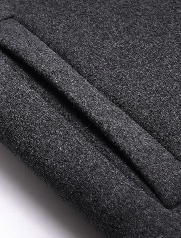 Men's Winter Coat Wool Coat Overcoat Trench Coat Outdoor Street Spring Fall Winter Polyester Thermal Warm Warm Outerwear Clothing Apparel Business Casual Plain Pocket Notch lapel collar Single