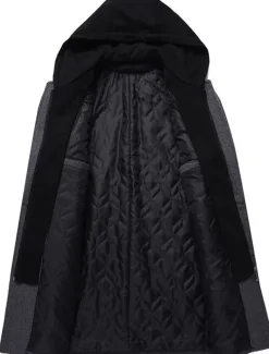 Men's Winter Coat Wool Coat Overcoat Trench Coat Outdoor Street Spring Fall Winter Polyester Thermal Warm Warm Outerwear Clothing Apparel Business Casual Plain Pocket Notch lapel collar Single