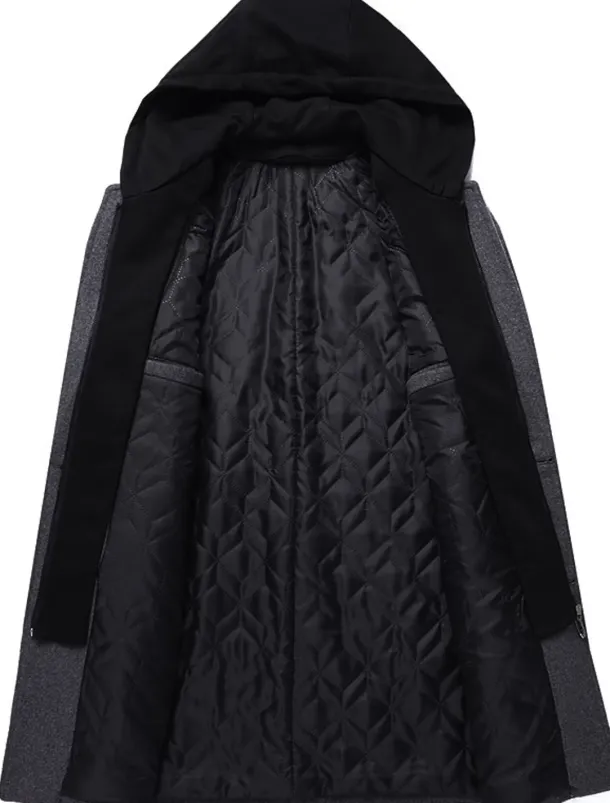 Men's Winter Coat Wool Coat Overcoat Trench Coat Outdoor Street Spring Fall Winter Polyester Thermal Warm Warm Outerwear Clothing Apparel Business Casual Plain Pocket Notch lapel collar Single