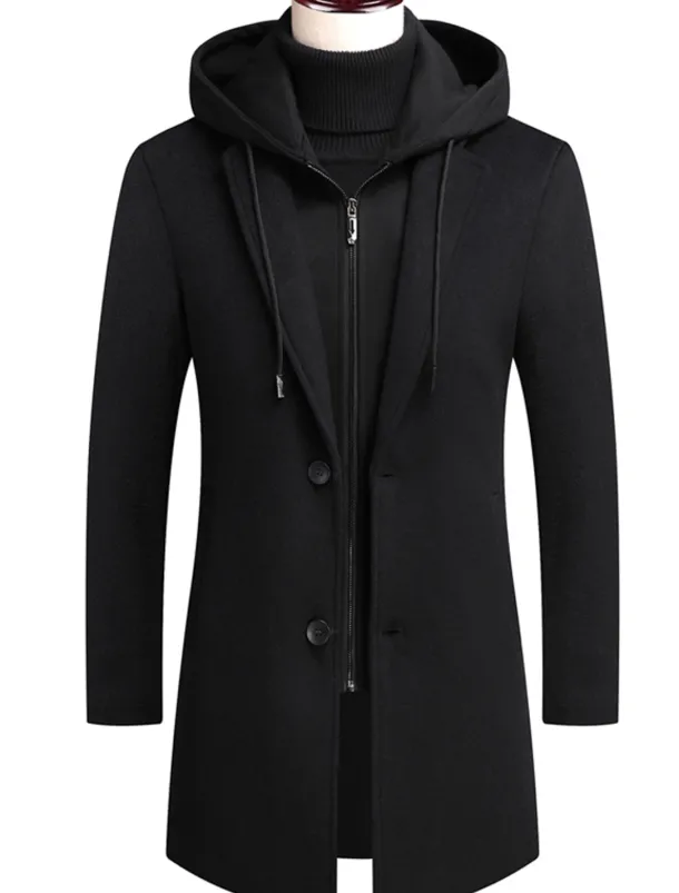 Men's Winter Coat Wool Coat Overcoat Trench Coat Outdoor Street Spring Fall Winter Polyester Thermal Warm Warm Outerwear Clothing Apparel Business Casual Plain Pocket Notch lapel collar Single