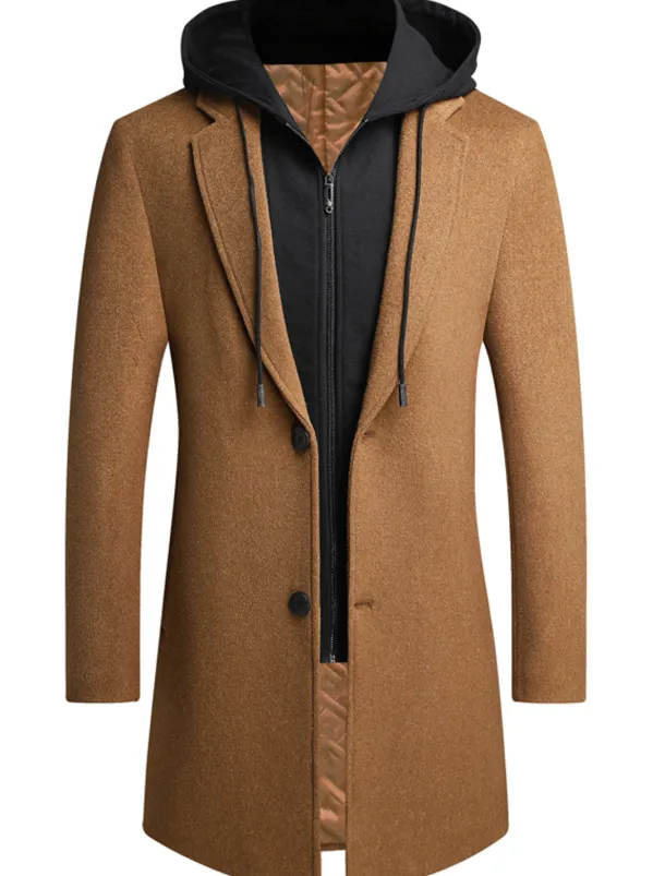 Men's Winter Coat Wool Coat Overcoat Trench Coat Outdoor Street Spring Fall Winter Polyester Thermal Warm Warm Outerwear Clothing Apparel Business Casual Plain Pocket Notch lapel collar Single