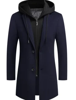 Men's Winter Coat Wool Coat Overcoat Trench Coat Outdoor Street Spring Fall Winter Polyester Thermal Warm Warm Outerwear Clothing Apparel Business Casual Plain Pocket Notch lapel collar Single