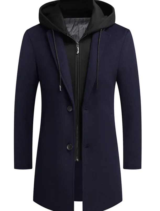 Men's Winter Coat Wool Coat Overcoat Trench Coat Outdoor Street Spring Fall Winter Polyester Thermal Warm Warm Outerwear Clothing Apparel Business Casual Plain Pocket Notch lapel collar Single