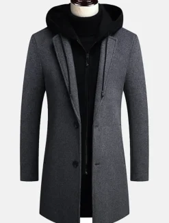 Men's Winter Coat Wool Coat Overcoat Trench Coat Outdoor Street Spring Fall Winter Polyester Thermal Warm Warm Outerwear Clothing Apparel Business Casual Plain Pocket Notch lapel collar Single