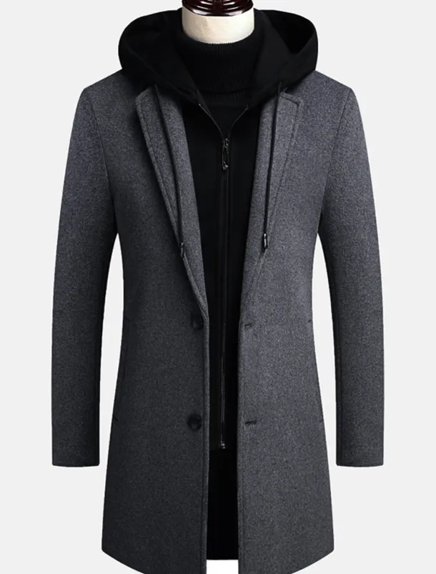 Men's Winter Coat Wool Coat Overcoat Trench Coat Outdoor Street Spring Fall Winter Polyester Thermal Warm Warm Outerwear Clothing Apparel Business Casual Plain Pocket Notch lapel collar Single