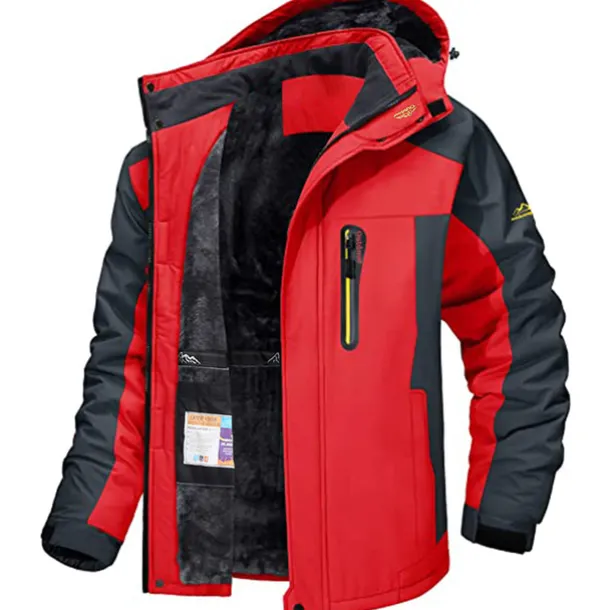 Men's Winter Jacket Fleece Jacket Softshell Jacket Windbreaker Climbing Snow Sports Thermal Warm Waterproof Hooded Waterproof Winter Autumn / Fall Sportswear Regular Red Army Green Light Black Light