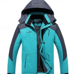 Men's Winter Jacket Fleece Jacket Raincoat Hiking Jacket Outdoor Daily Wear Warm Pocket Fall Winter Color Block Fashion Streetwear Hooded Regular Black Red Royal Blue Blue Ink Blue Jacket