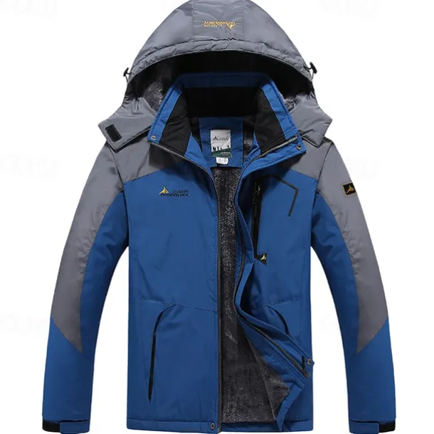Men's Winter Jacket Fleece Jacket Raincoat Hiking Jacket Outdoor Daily Wear Warm Pocket Fall Winter Color Block Fashion Streetwear Hooded Regular Black Red Royal Blue Blue Ink Blue Jacket