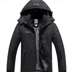 Men's Winter Jacket Fleece Jacket Raincoat Hiking Jacket Outdoor Daily Wear Warm Pocket Fall Winter Color Block Fashion Streetwear Hooded Regular Black Red Royal Blue Blue Ink Blue Jacket