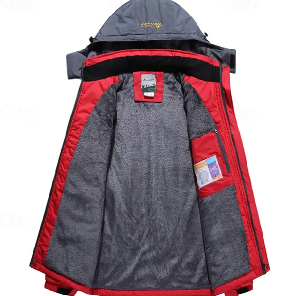 Men's Winter Jacket Fleece Jacket Raincoat Hiking Jacket Outdoor Daily Wear Warm Pocket Fall Winter Color Block Fashion Streetwear Hooded Regular Black Red Royal Blue Blue Ink Blue Jacket