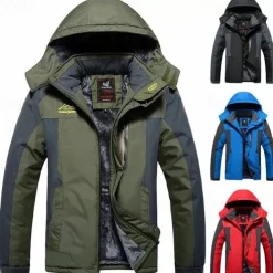 Men's Winter Jacket Fleece Jacket Softshell Windbreaker Climbing Snow Sports Thermal Warm Waterproof Hooded Sportswear