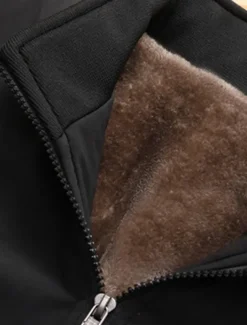 Men's Winter Jacket Fleece Jacket Casual Jacket Daily Vacation Thermal Warm Pocket Fleece Fall & Winter Plain Fashion Streetwear Stand Collar Regular Black Blue Jacket