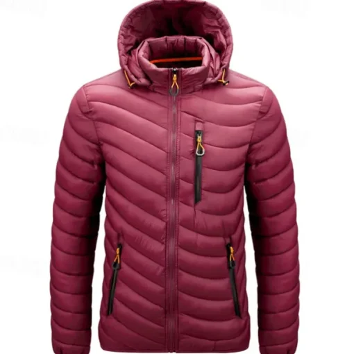 Men's Winter Jacket Puffer Jacket Padded Pocket Polyster Daily Wear Date Vacation Regular Fashion Casual Comfortable Thermal Warm Fall & Winter Solid / Plain Color Wine Black Blue Army Green Puffer