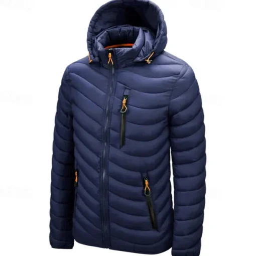 Men's Winter Jacket Puffer Jacket Padded Pocket Polyster Daily Wear Date Vacation Regular Fashion Casual Comfortable Thermal Warm Fall & Winter Solid / Plain Color Wine Black Blue Army Green Puffer