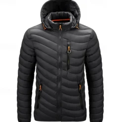 Men's Winter Jacket Puffer Jacket Padded Pocket Polyster Daily Wear Date Vacation Regular Fashion Casual Comfortable Thermal Warm Fall & Winter Solid / Plain Color Wine Black Blue Army Green Puffer