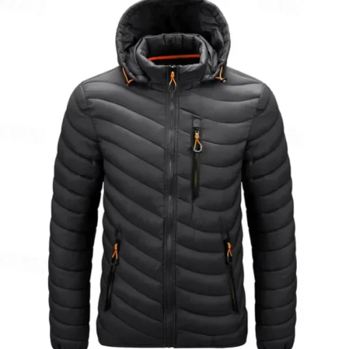 Men's Winter Jacket Puffer Jacket Padded Pocket Polyster Daily Wear Date Vacation Regular Fashion Casual Comfortable Thermal Warm Fall & Winter Solid / Plain Color Wine Black Blue Army Green Puffer