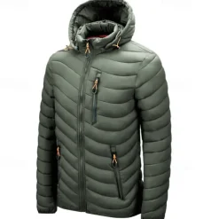 Men's Winter Jacket Puffer Jacket Padded Pocket Polyster Daily Wear Date Vacation Regular Fashion Casual Comfortable Thermal Warm Fall & Winter Solid / Plain Color Wine Black Blue Army Green Puffer