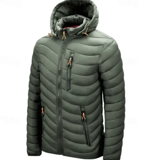 Men's Winter Jacket Puffer Jacket Padded Pocket Polyster Daily Wear Date Vacation Regular Fashion Casual Comfortable Thermal Warm Fall & Winter Solid / Plain Color Wine Black Blue Army Green Puffer