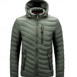 Men's Winter Jacket Puffer Jacket Padded Pocket Polyster Daily Wear Date Vacation Regular Fashion Casual Comfortable Thermal Warm Fall & Winter Solid / Plain Color Wine Black Blue Army Green Puffer