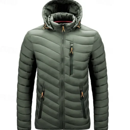 Men's Winter Jacket Puffer Jacket Padded Pocket Polyster Daily Wear Date Vacation Regular Fashion Casual Comfortable Thermal Warm Fall & Winter Solid / Plain Color Wine Black Blue Army Green Puffer