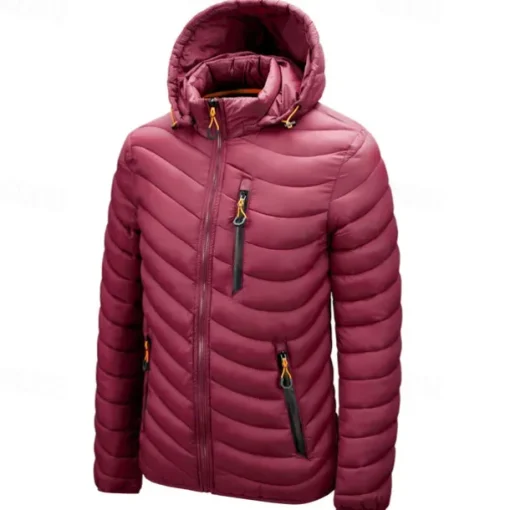 Men's Winter Jacket Puffer Jacket Padded Pocket Polyster Daily Wear Date Vacation Regular Fashion Casual Comfortable Thermal Warm Fall & Winter Solid / Plain Color Wine Black Blue Army Green Puffer