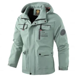 Men's Winter Jacket Sport Coat Raincoat Hiking Jacket Outdoor Camping & Hiking Waterproof Windbreaker Zipper Pocket Fall Winter Solid Color Fashion Streetwear Hooded Regular Dark Red Yellow Light