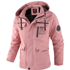 Men's Winter Jacket Sport Coat Raincoat Hiking Jacket Outdoor Camping & Hiking Waterproof Windbreaker Zipper Pocket Fall Winter Solid Color Fashion Streetwear Hooded Regular Dark Red Yellow Light