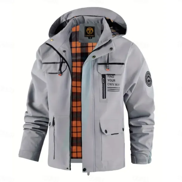 Men's Winter Jacket Sport Coat Raincoat Hiking Jacket Outdoor Camping & Hiking Waterproof Windbreaker Zipper Pocket Fall Winter Solid Color Fashion Streetwear Hooded Regular Dark Red Yellow Light