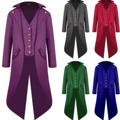 Men's Winter Jacket Trench Coat Cloak / Capes Party Halloween Fall Winter Nylon Waterproof Outerwear Clothing Apparel Fashion Cosplay Vintage Style