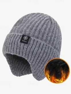 Men's Winter Knit Beanie Hat with Scarf Set – Warm Fleece-Lined for Cold Weather Protection