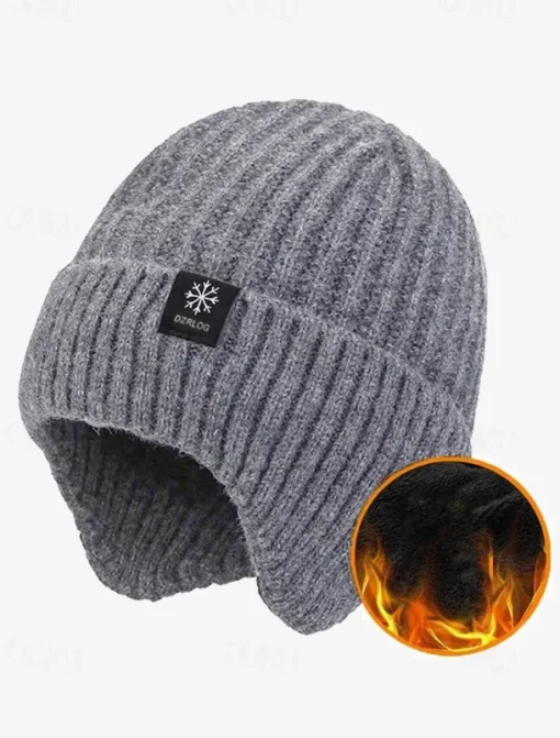Men's Winter Knit Beanie Hat with Scarf Set – Warm Fleece-Lined for Cold Weather Protection