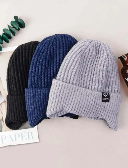 Men's Winter Knit Beanie Hat with Scarf Set – Warm Fleece-Lined for Cold Weather Protection