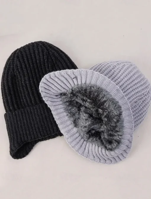 Men's Winter Knit Beanie Hat with Scarf Set – Warm Fleece-Lined for Cold Weather Protection