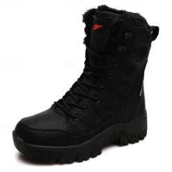 Men's Winter Tactical Boots – Warm Faux Fur Lined, Waterproof High Top Snow Boots with Anti-Slip Sole, Ideal for Outdoor Hiking and Cold Weather